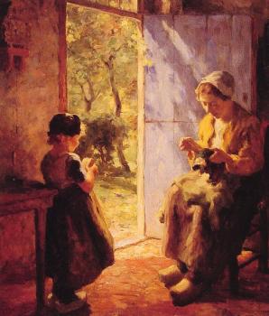 Evert Pieters : The Sewing Lesson
